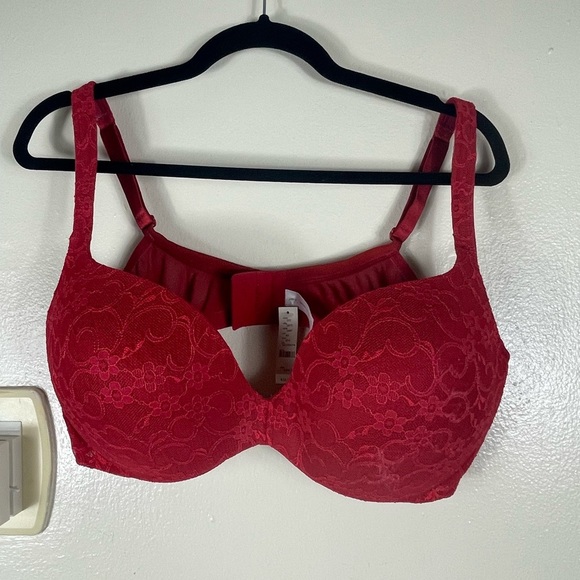 Cacique Red Lace Full Coverage Bra with Underwire Support - Picture 2 of 6